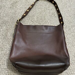 Madewell Brown Leather Bag with Gold Accents